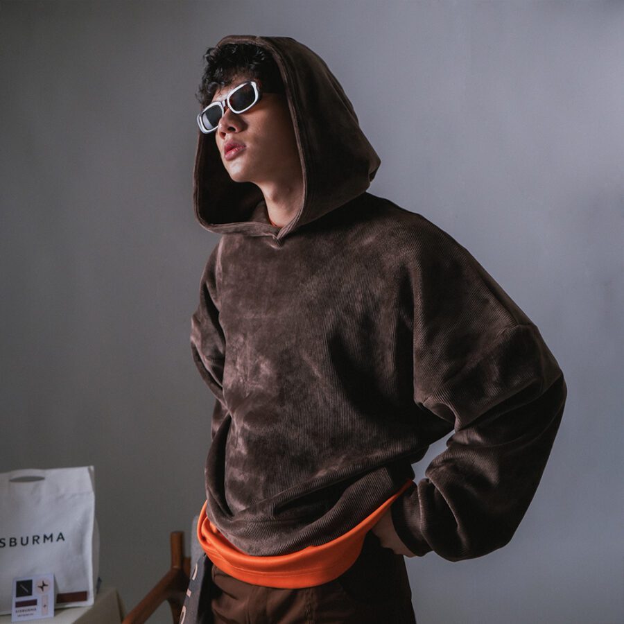 SISBURMA Corduroy Rectangle Hoodie - Image 3