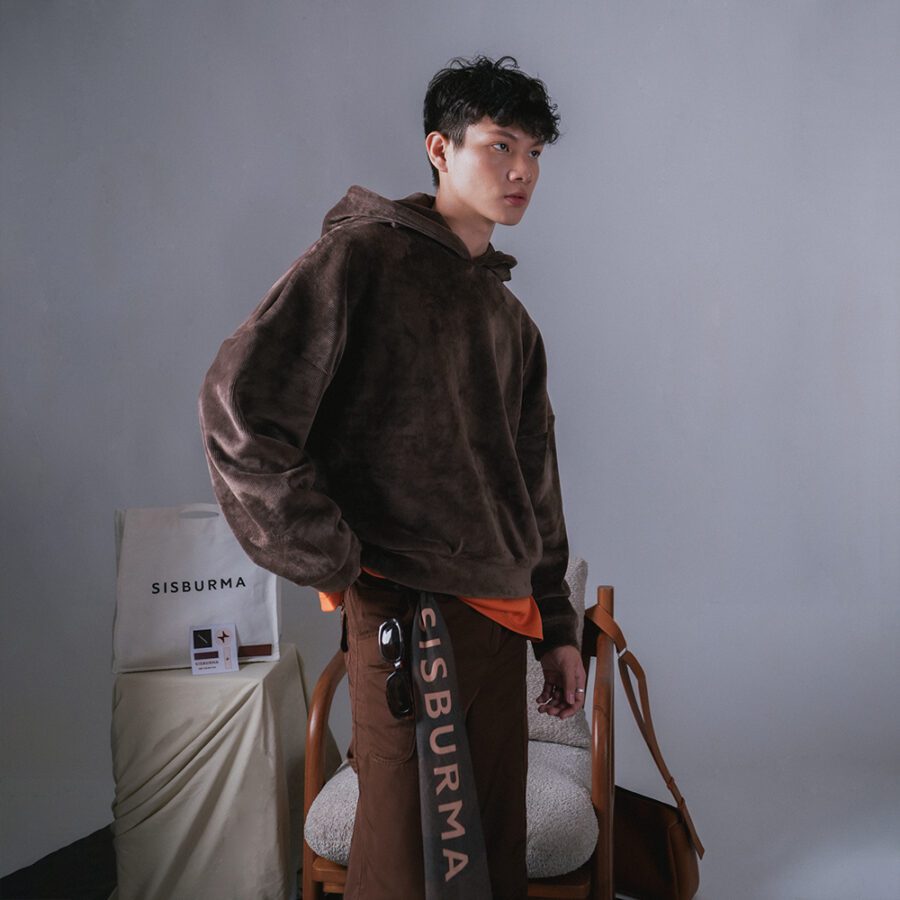 SISBURMA Corduroy Rectangle Hoodie - Image 9