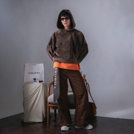 SISBURMA Corduroy Rectangle Hoodie