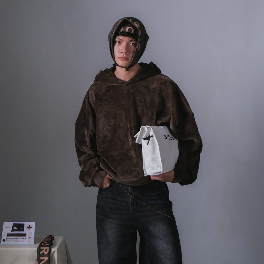 SISBURMA Corduroy Rectangle Hoodie - Image 12