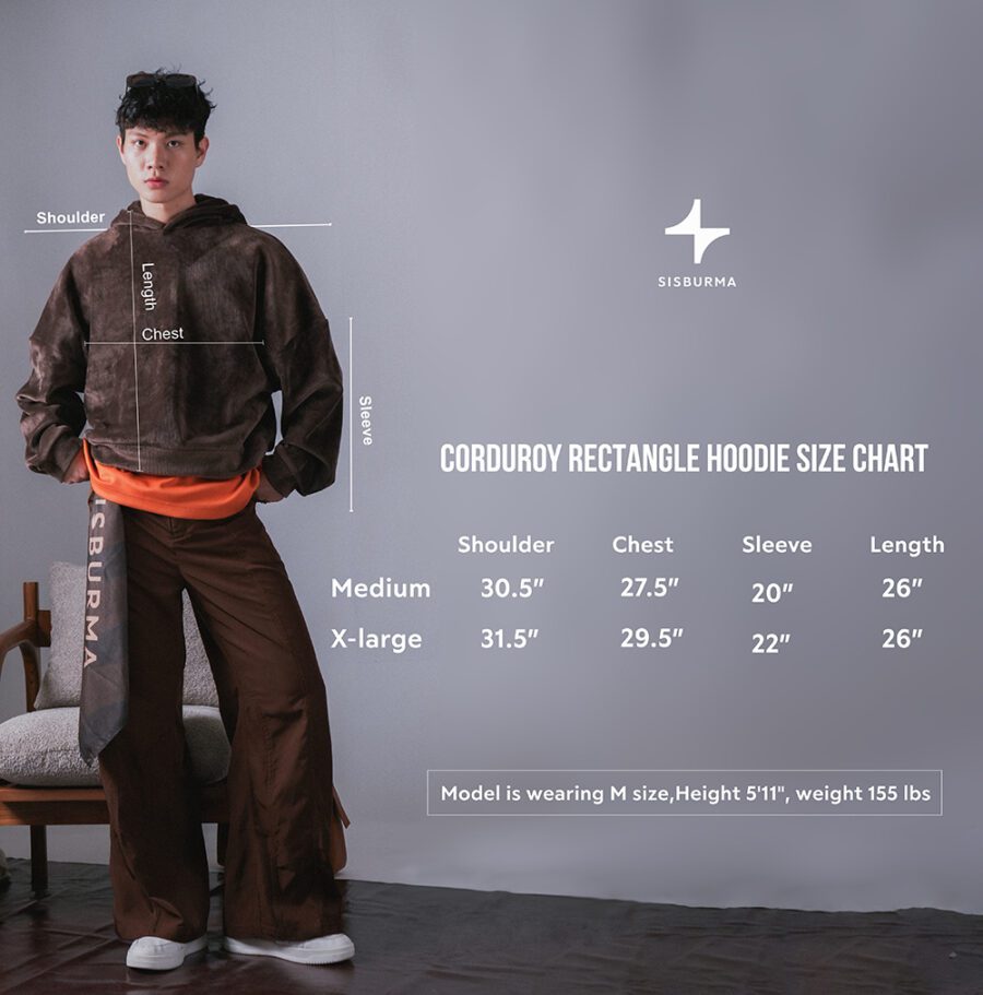 SISBURMA Corduroy Rectangle Hoodie - Image 8