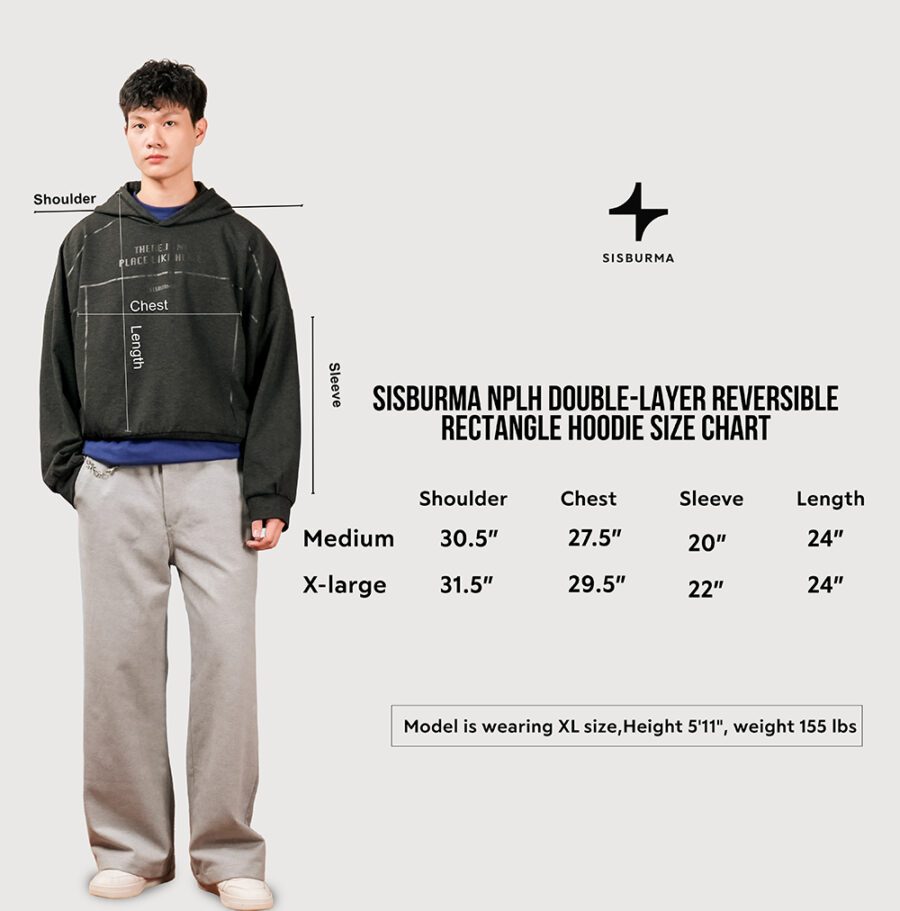 SISBURMA NPLH Double-Layer Reversible Rectangle Hoodie - Image 19