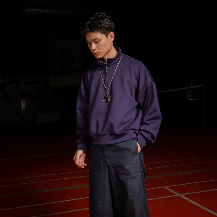 SISBURMA Classic Logo Cropped Half-Zip Sweatshirt - Image 6