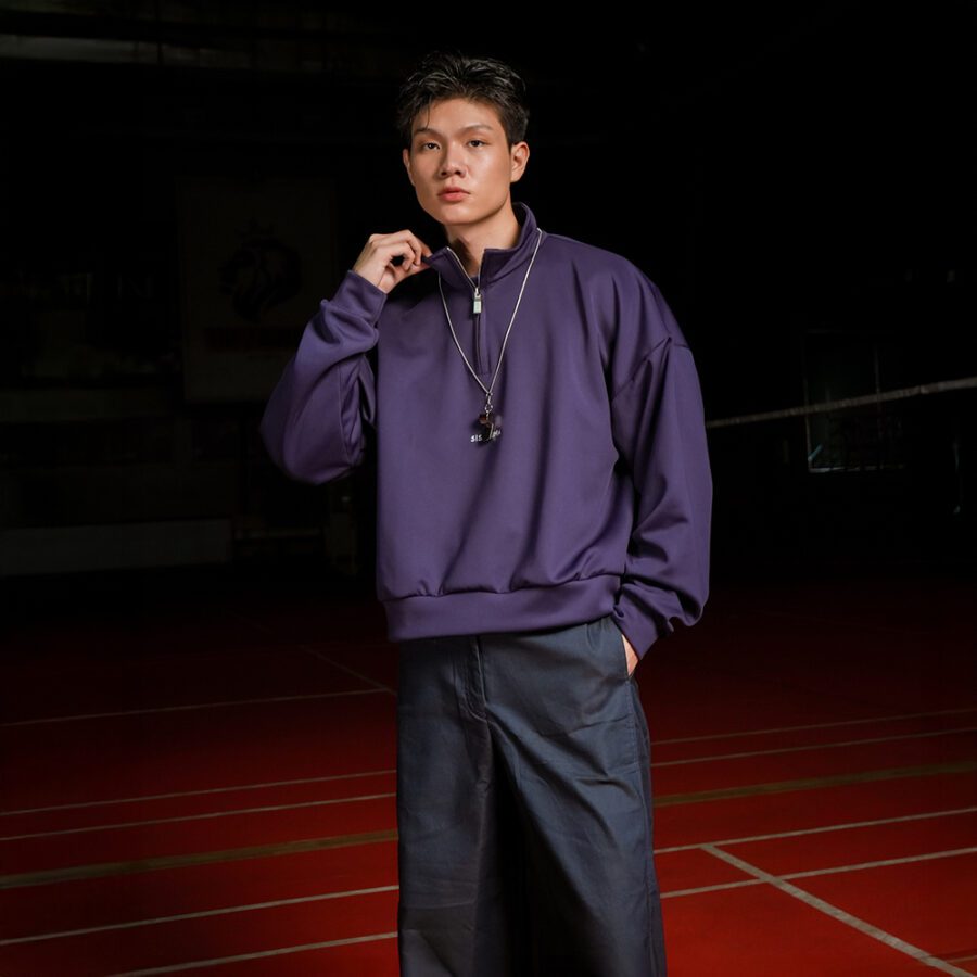 SISBURMA Classic Logo Cropped Half-Zip Sweatshirt - Image 7