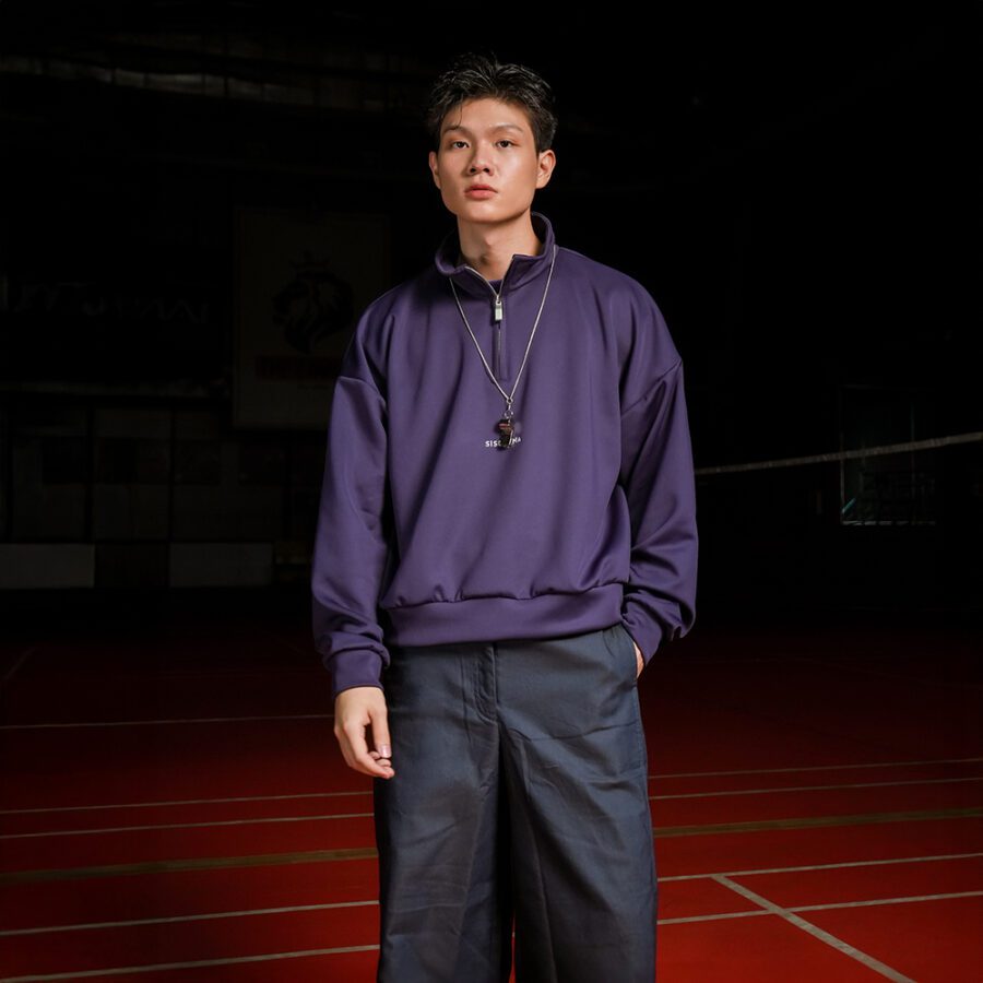 SISBURMA Classic Logo Cropped Half-Zip Sweatshirt - Image 8