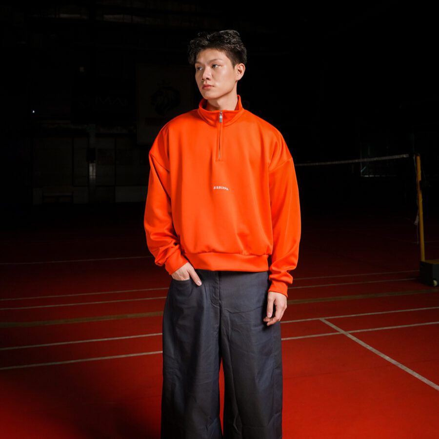 SISBURMA Classic Logo Cropped Half-Zip Sweatshirt - Image 21