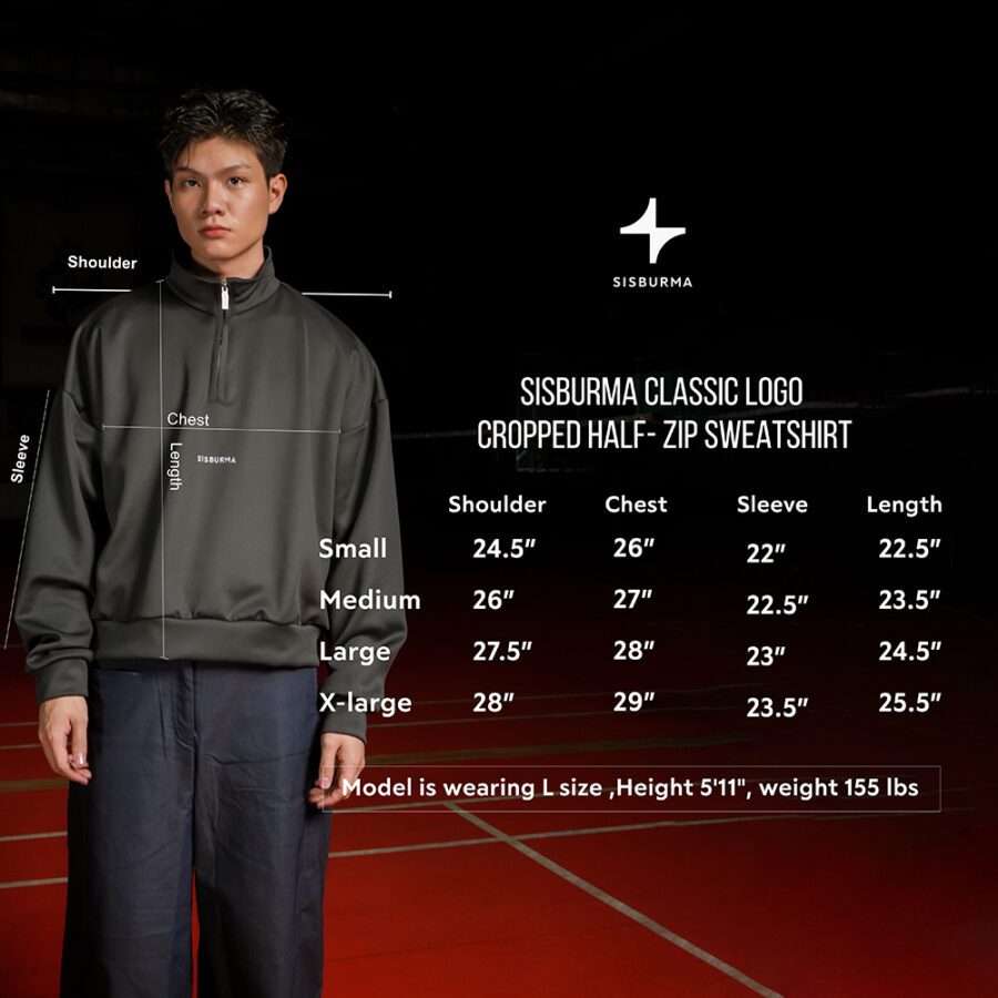 SISBURMA Classic Logo Cropped Half-Zip Sweatshirt - Image 22
