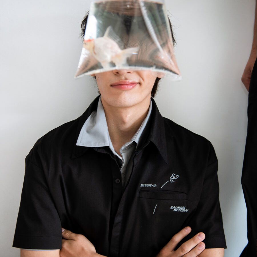 SISBURMA Salmon Run Cropped Future Cotton Shirt - Image 2