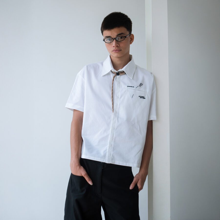 SISBURMA Salmon Run Cropped Future Cotton Shirt - Image 6