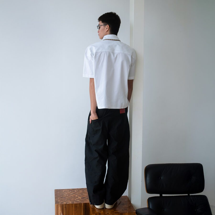 SISBURMA Salmon Run Cropped Future Cotton Shirt - Image 7