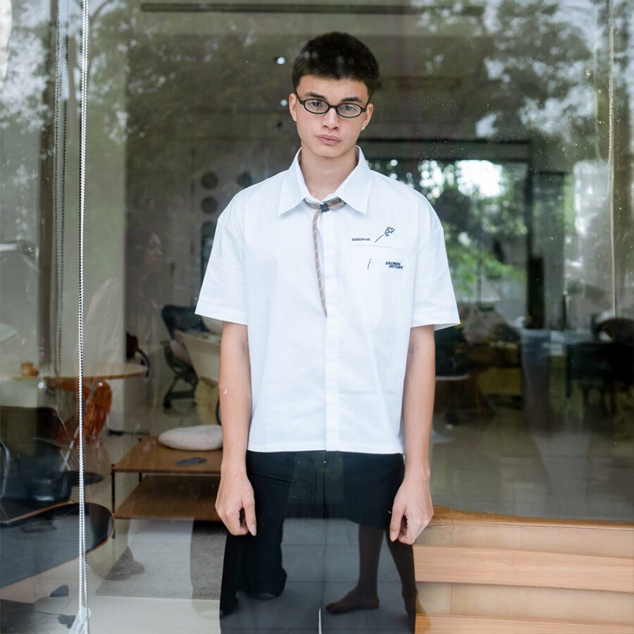 SISBURMA Salmon Run Cropped Future Cotton Shirt - Image 10