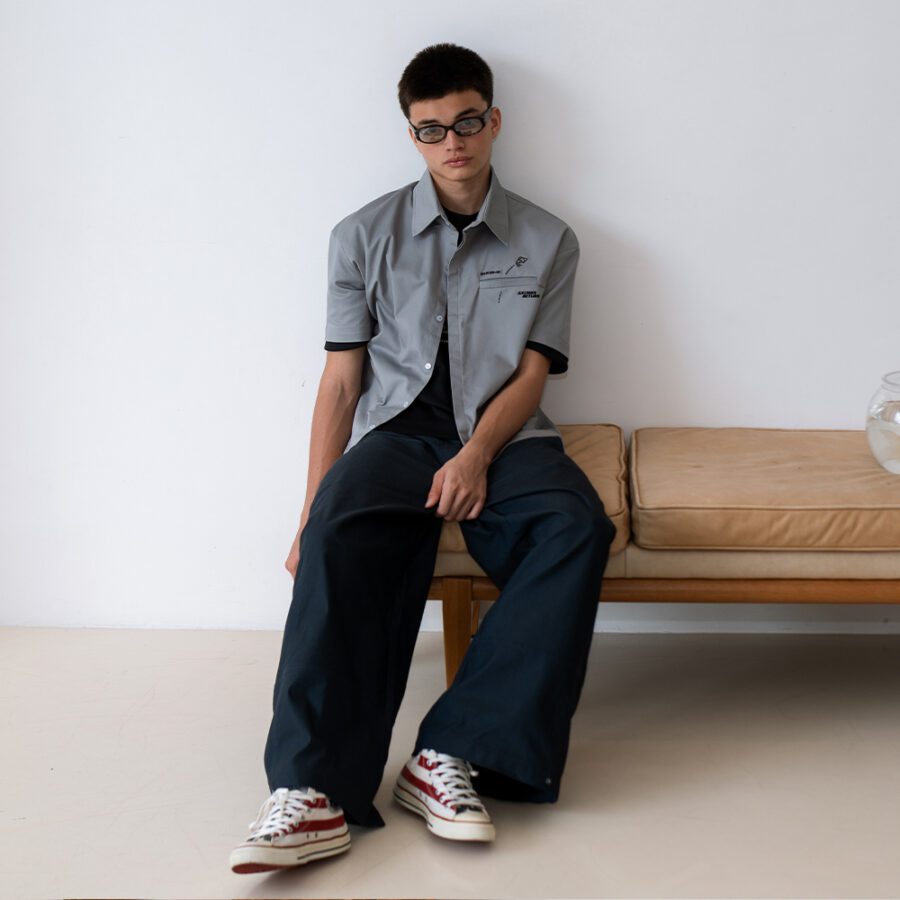 SISBURMA Salmon Run Cropped Future Cotton Shirt - Image 11