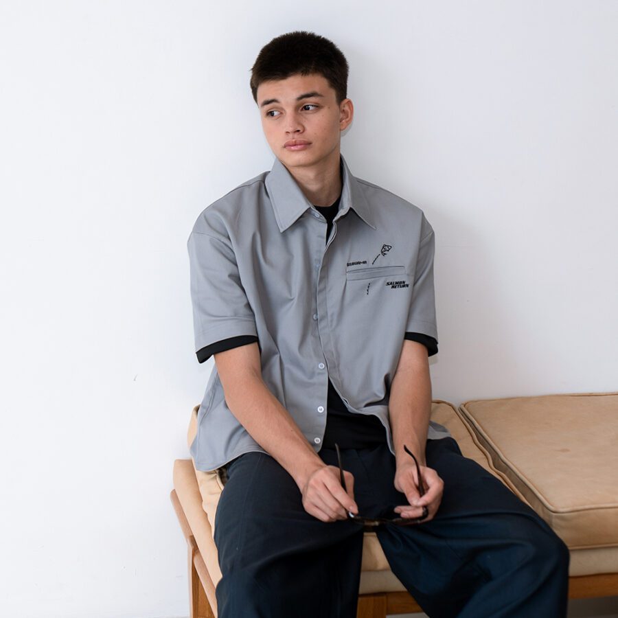 SISBURMA Salmon Run Cropped Future Cotton Shirt - Image 12