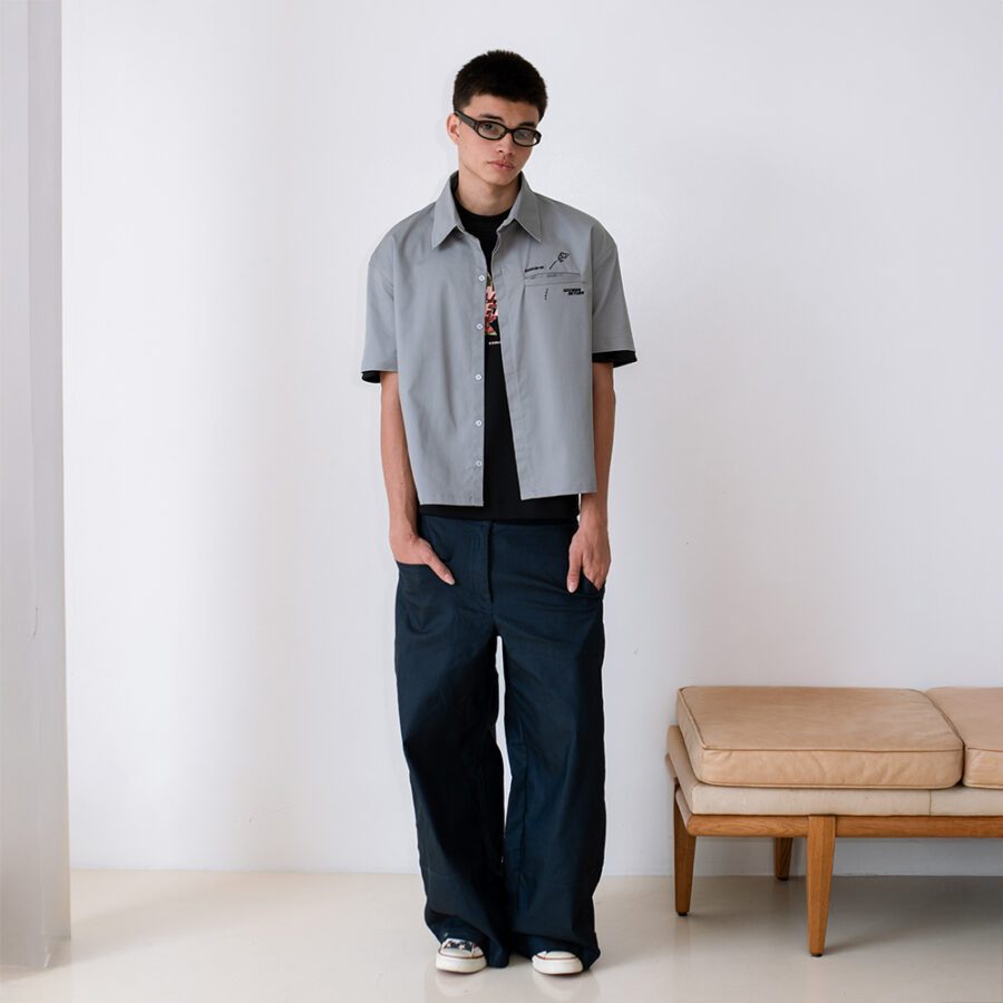 SISBURMA Salmon Run Cropped Future Cotton Shirt - Image 13