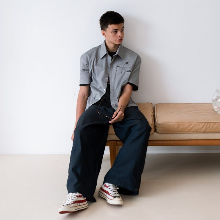 SISBURMA Salmon Run Cropped Future Cotton Shirt - Image 14