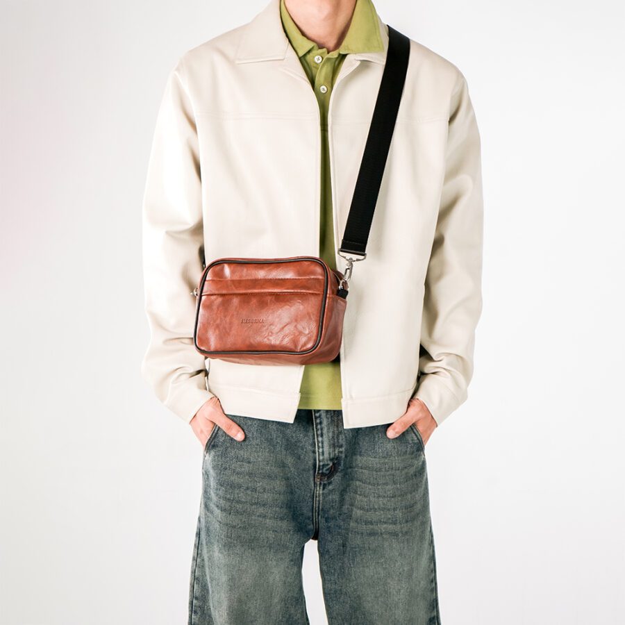 SISBURMA Minimalist Leather Shoulder Bag - Image 5