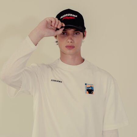 SISBURMA Racing Patch Cropped Cotton Tee