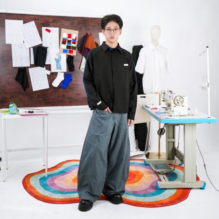 SISBURMA Contrast Blue Line Shirt