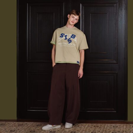 SISBURMA SISB Contrast Layered Letter Tee