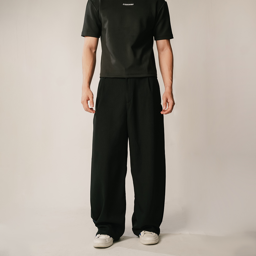 SISBURMA Wide Leg Side Pleated Blue Line Pants Vol.2 - Image 4