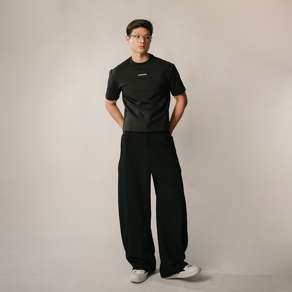 SISBURMA Wide Leg Side Pleated Blue Line Pants Vol.2