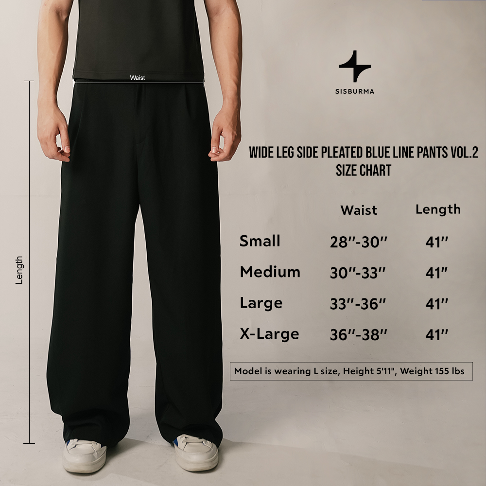 SISBURMA Wide Leg Side Pleated Blue Line Pants Vol.2 - Image 11