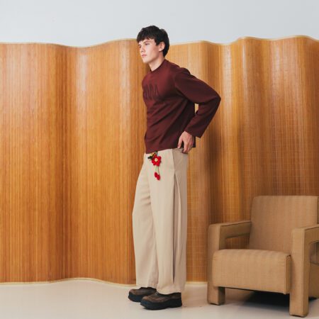 SISBURMA Wide Leg Side Pleated Pants