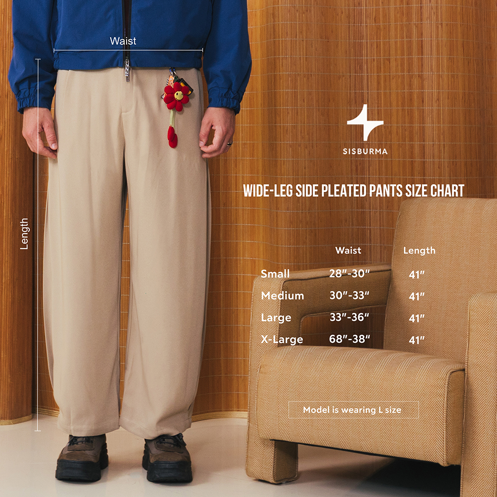 SISBURMA Wide Leg Side Pleated Pants - Image 12